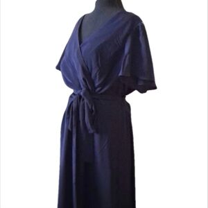 NWT City Chic navy blue belted wrap look midi dress size 18